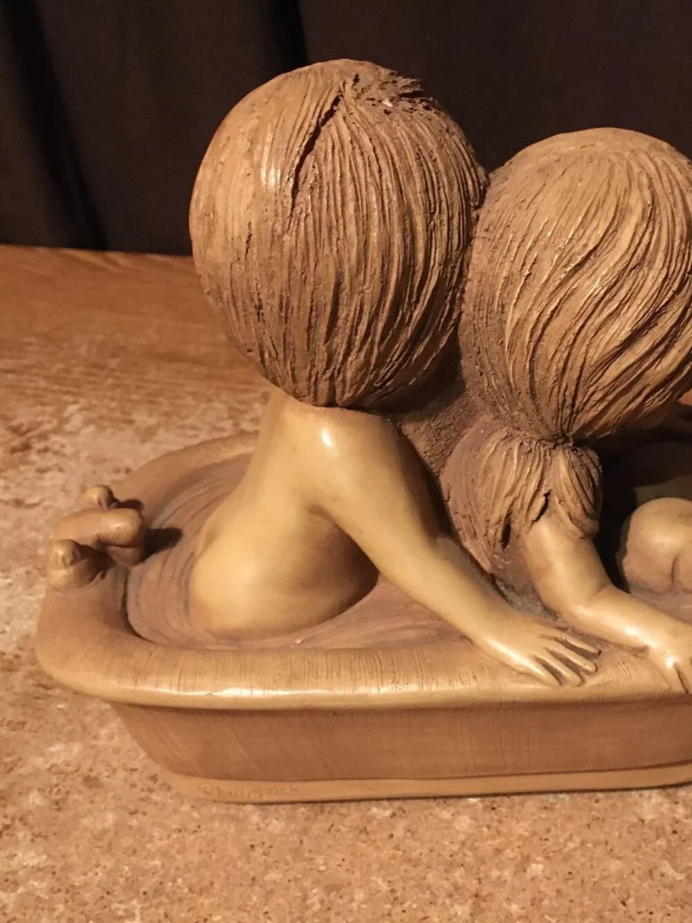 FANNYKINS FIGURINE BILL MACK SOLAR STATUARY SCRUB 'R UP BOY AND GIRL IN BATHTUB